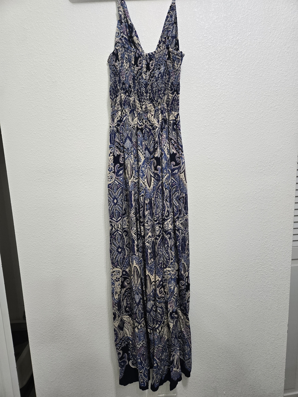 Angie mocked Blue Paisley Maxi Pants Romper